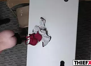 pervert officer likes to fuck her for theft, using his big cock in the garage punishment