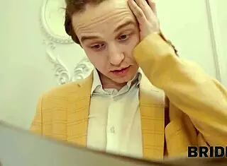 Bride4k explores kinky homeland call with flexible bride. Wedding turns into cuckold 4some watching session.