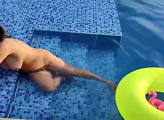 Preview shows Agarabas and Olpr welcoming viewers to hottest nudist camp with close-up pussy massage by pool