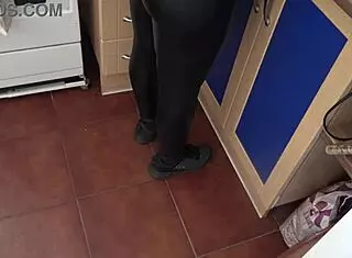 Stepmom spreads hairy pussy for begging stepson close up