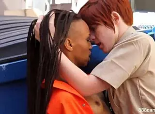 prison guard sneaks blowjob behind dumpster