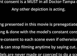 Blaire Celestes shaved pussy gets filled with cum in doggystyle behind the scenes.