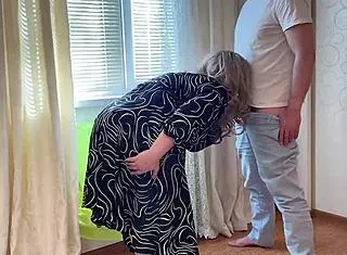 Old Stepmom With Big Ass Sucks Stepson's Penis Gently Before Anal Fucking In Homemade Bbw Session