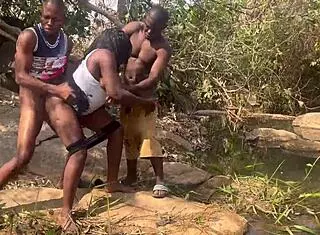 Nearly caught fucking sideways in doggystyle by fulanis at riverside