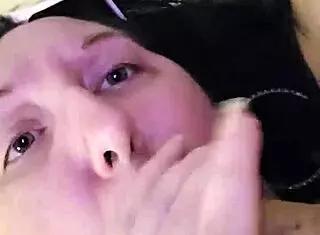 Chubby mature slut gobbles hard cock in homemade blowjob