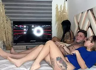 I grab two horny Colombian latinas and make them suck my big cock together in a quickie 3some