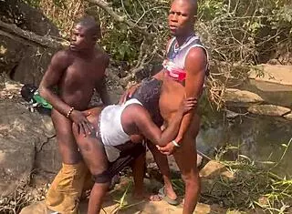 Nearly caught fucking sideways in doggystyle by fulanis at riverside