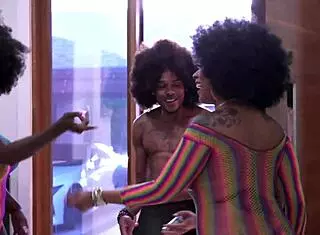 Ebony BBC Threesome With Huge Cock Deepthroat And Squirting Orgasm Action