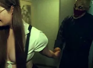 thick horny slut fucks monster who shows up at her door for halloween