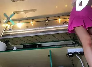 Why does 18 yo hot bitch go without bra and panties under skirt at summer festival upskirt tease