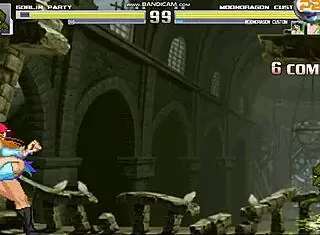 hey, check out mondragon battling in the goblin temple with sexy monster fights