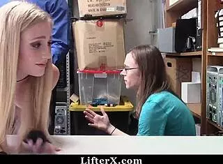 Are you watching this shoplifter getting dicked in the garage in front of her boyfriend?