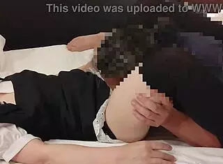 Amateur hamedori features cute japanese maid in cosplay getting bareback doggystyle creampie after wet pussy licking and fingering