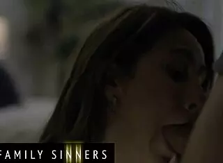 Family sinners shows rebellious stepdaughter seducing stepbrother for better rule-breaking feels with wet pussy and hairy beaver sideways.