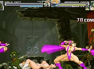 hey, check out mondragon battling in the goblin temple with sexy monster fights
