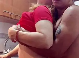 Bold Encounter with Mother-in-Law in Sexy Clothes Leads to Intense Kitchen Fuck