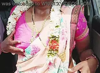 indian sexy saree bhabi enjoys car romance with telugu dirty talks