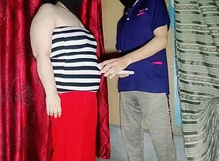 muslim bbw gets rough anal from office attendant for meter connection, bent over doggystyle with huge cock in homemade interracial close up.