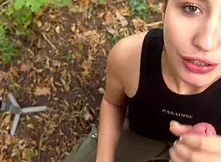 Hiking vlogger Black Lynn sucks big cock outdoors in nature adventure! 🌳🍆