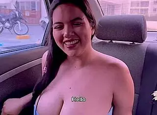 I make this Uber driver's wild fantasy come true as curvy Latina Savannah Watson with huge natural tits during our steamy car encounter