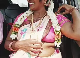 indian sexy saree bhabi enjoys car romance with telugu dirty talks