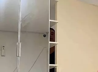 Spying on blonde showering and changing until she notices me watching 😏 what happened next