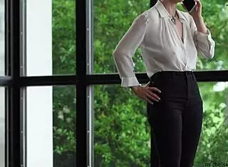 bold submissive business woman flashes saggy tits lingerie public blindfolded