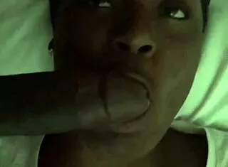 brownskinp delivers intense blowjob on big black monster cock