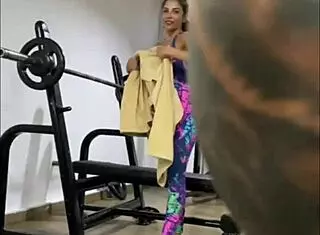 Fucking her hard during gym training and cumming in her mouth!