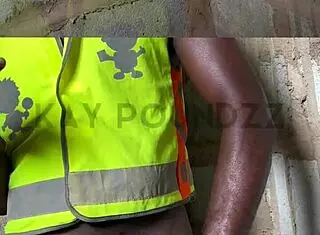 hear this guy moan insanely while jerking huge cock publicly???