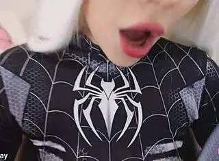 kate kuray teases juicy tight pussy as spider-girl in cosplay doggystyle