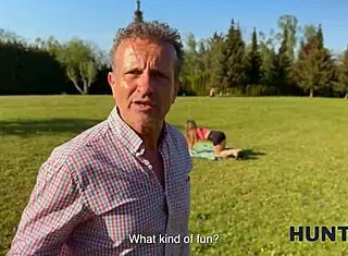 hunt4k babe cheats by pond with old guy watching