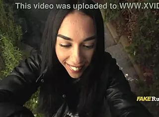 Public pickup petite Latina flashes pussy then begs for horny outdoor fuck