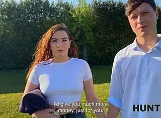 hunt4k babe cheats by pond with old guy watching