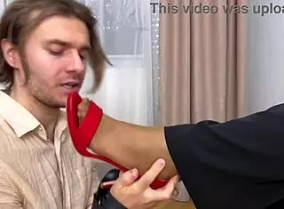 Horny Boss Rips Pantyhose for Pussy Worship!