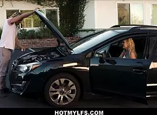 blonde milf car fix boy rams juicy pussy to orgasm