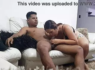 watching movies horny latina starts sucking my cock part 1