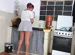 friend sneaks sink fuck during dishwashing chore