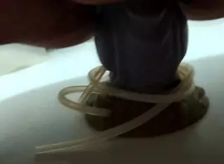 chubby babe crams extra large apollo bad dragon dildo in shower