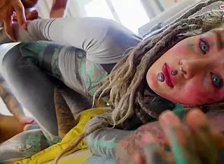 double anal gangbang tattoos her gaping holes with huge facial cumshot!