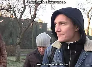 we picked her up for steamy group blowbang facial cash fuck