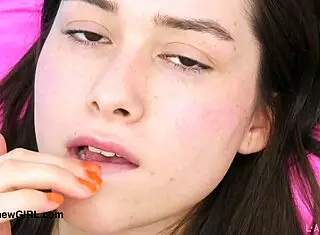 hey check out this alluring petite brunette milf mommy posing nude on sofa photoshoot pov