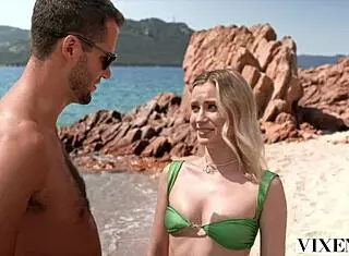 Blonde lily blossom teases stranger during vacation sex romp