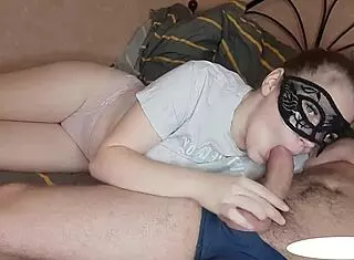 minx sucks cock passionately then gulps hot cum load