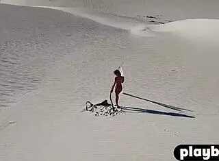 Brunette milf strips outdoor shows bubble butt