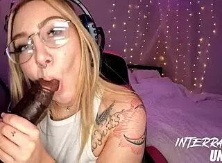 Thick PAWG Streams While Ignoring Huge Black Cock Deepthroat