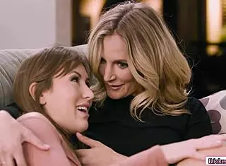 Teen Lesbian Licks Blonde Stepmom's Ass in Rimjob Session