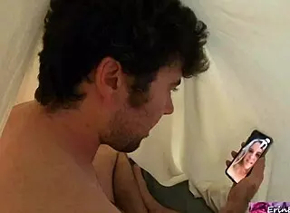 Stepmom erin electra jerks stepson off in bathroom till he cums.