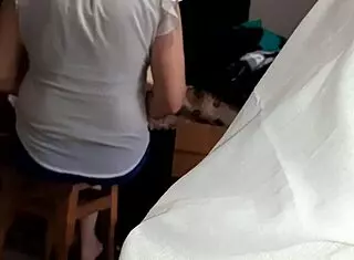 teacher checks homework while we finger and cum behind her... dirty! 😈