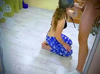 18yo blonde deepthroats neighbor's monster cock sloppy cumshot